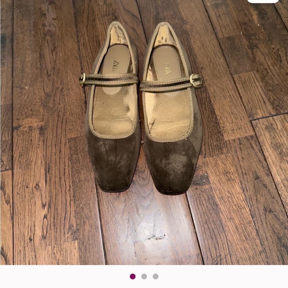 Zara Brown Suede Flats with Strap